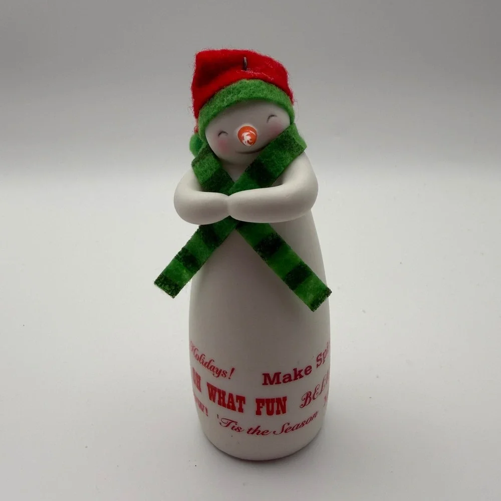 Hallmark 2014 Snowman Christmas Ornament Oh What Fun Felt Hat Scarf White Red